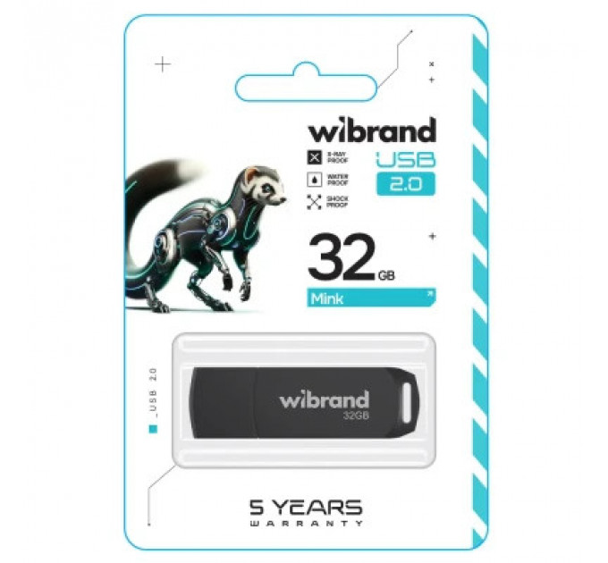 USB флеш накопичувач Wibrand 32GB Mink Black USB 2.0 (WI2.0/MI32P4B)