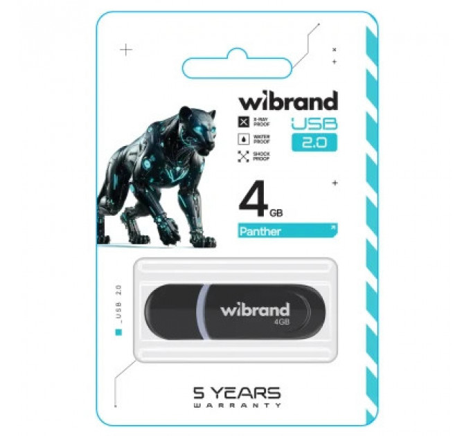 USB флеш накопичувач Wibrand 4GB Panther Black USB 2.0 (WI2.0/PA4P2B)