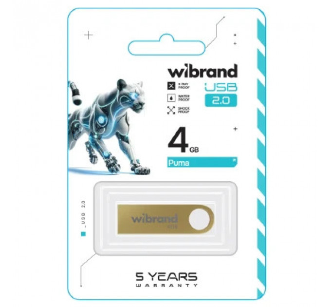 USB флеш накопичувач Wibrand 4GB Puma Gold USB 2.0 (WI2.0/PU4U1G)