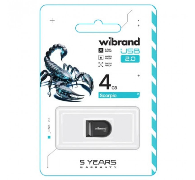 USB флеш накопичувач Wibrand 4GB Scorpio Black USB 2.0 (WI2.0/SC4M3B)