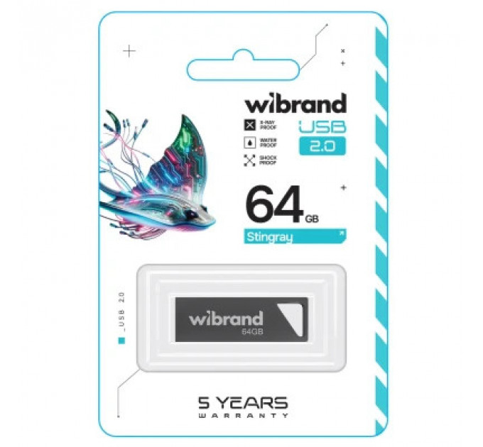USB флеш накопичувач Wibrand 64GB Stingray Grey USB 2.0 (WI2.0/ST64U5G)