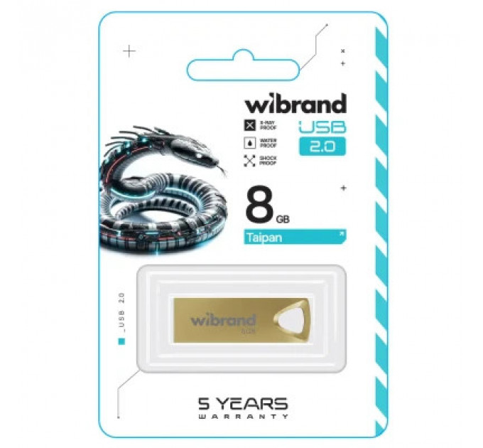 USB флеш накопичувач Wibrand 8GB Taipan Gold USB 2.0 (WI2.0/TA8U2G)