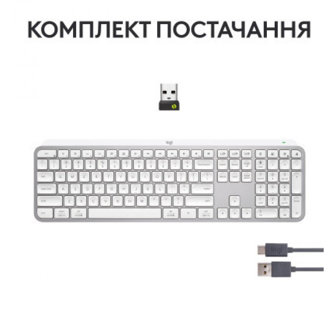 Клавіатура Logitech MX Keys S Wireless UA Pale Grey (920-011588)