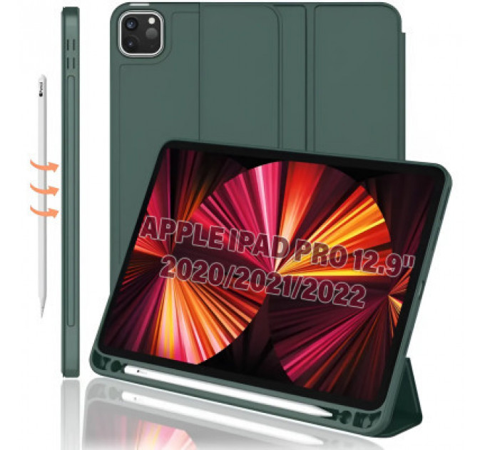 Чохол до планшета BeCover Tri Fold Hard TPU Apple iPad Pro 12.9 2020/2021/2022 Dark Green (711116)