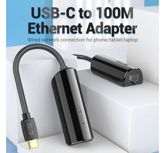 Vention Перехідник USB3.1 Type-C to Ethernet RJ45 100 Mb Vention (CFABB)