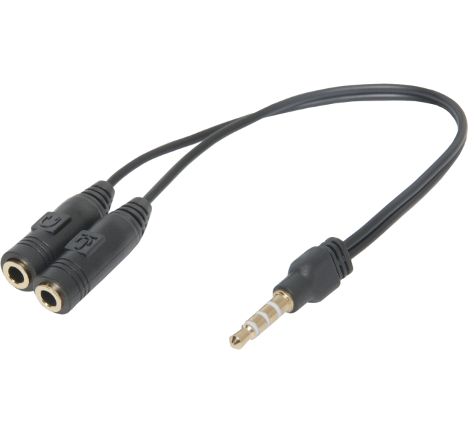 Defender Перехідник Jack 3.5mm M 4pin to 2 Jack 3.5mm F (Audio+MIC) Headset Jack Defender (63012)