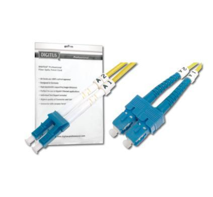 Digitus Оптичний патчкорд Digitus LC/UPC-SC/UPC,9/125,OS2,duplex,1m (DK-2932-01)