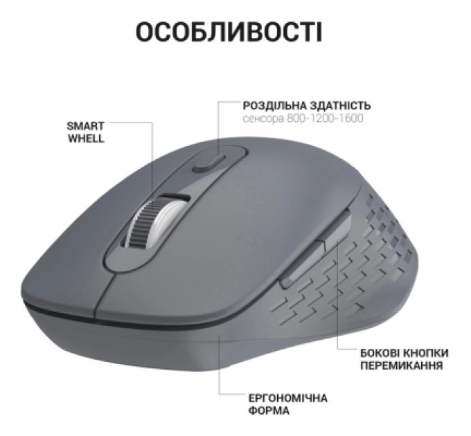 Мишка OfficePro M230G Silent Click Wireless/Bluetooth Gray (M230G)
