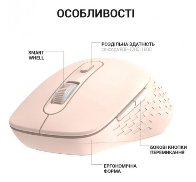 Мишка OfficePro M230P Silent Click Wireless/Bluetooth Pink (M230P)