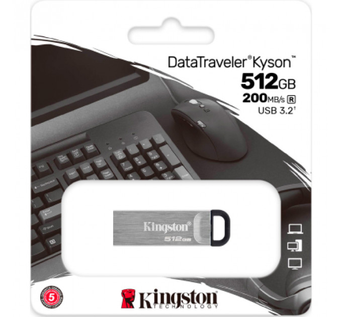USB флеш накопичувач Kingston 512GB DataTraveler Kyson Silver/Black USB 3.2 (DTKN/512GB)