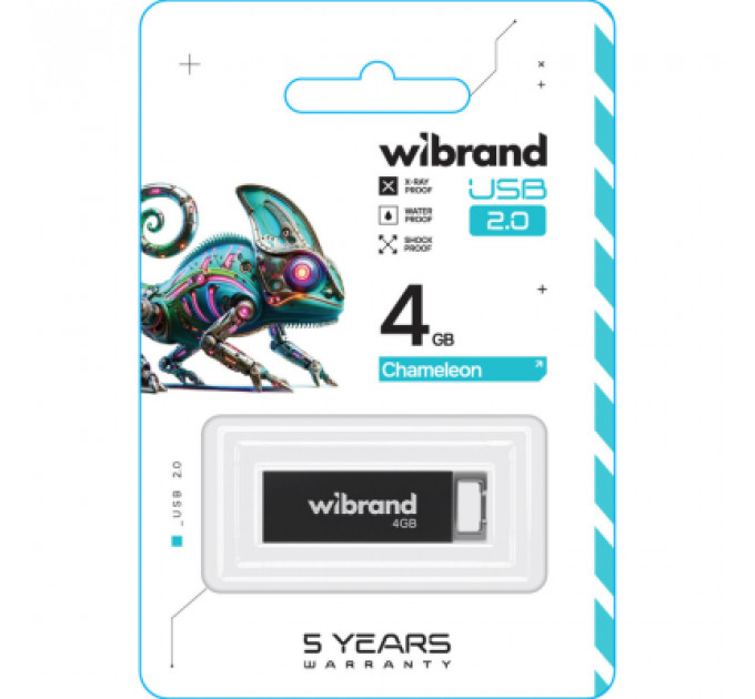USB флеш накопичувач Wibrand 4GB Chameleon Black USB 2.0 (WI2.0/CH4U6B)