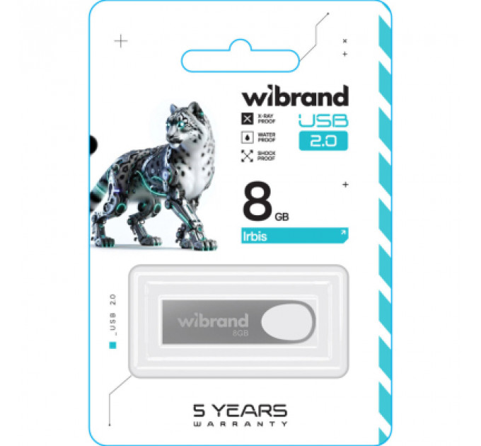 USB флеш накопичувач Wibrand 8GB Irbis Silver USB 2.0 (WI2.0/IR8U3S)