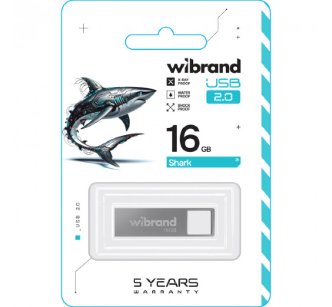 USB флеш накопичувач Wibrand 16GB Shark Silver USB 2.0 (WI2.0/SH16U4S)