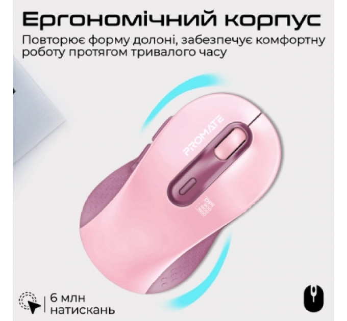 Мишка Promate Ken Wireless/Bluetooth Pink (ken.pink)