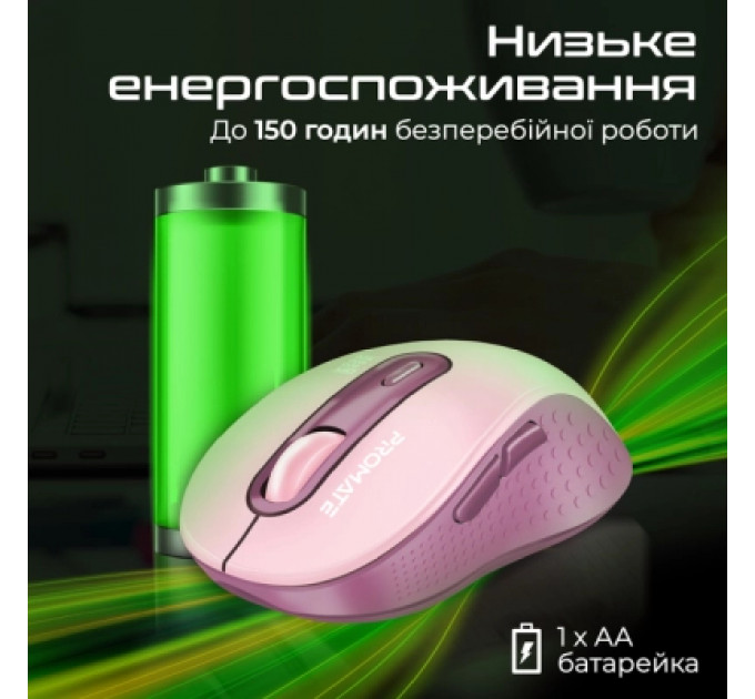 Мишка Promate Ken Wireless/Bluetooth Pink (ken.pink)