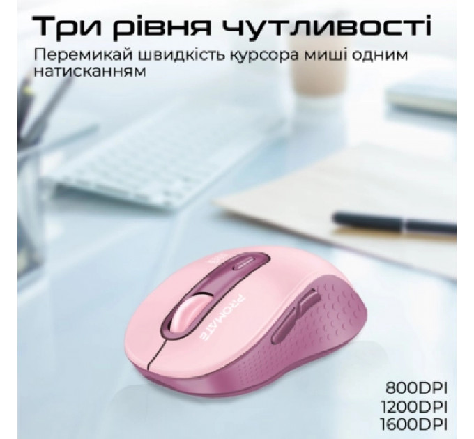 Мишка Promate Ken Wireless/Bluetooth Pink (ken.pink)