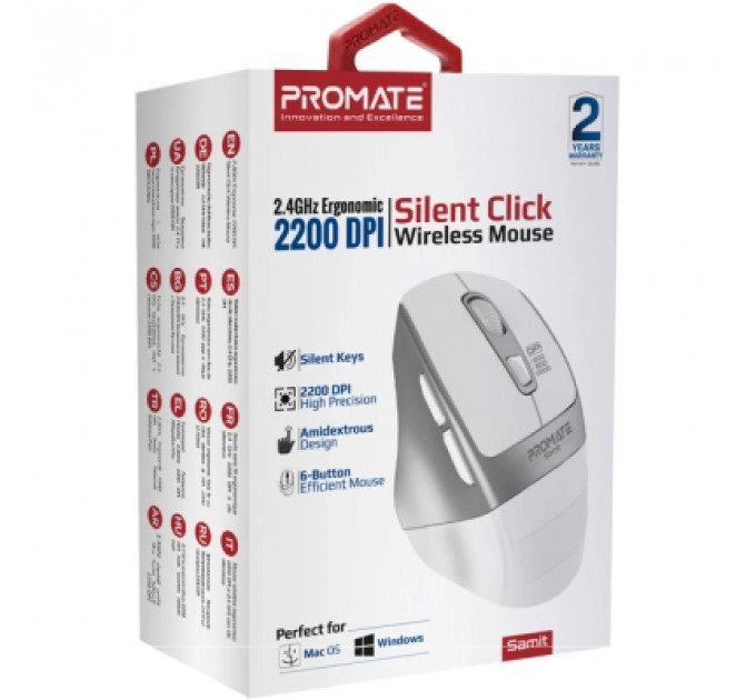 Мишка Promate Samit Wireless White (samit.white)