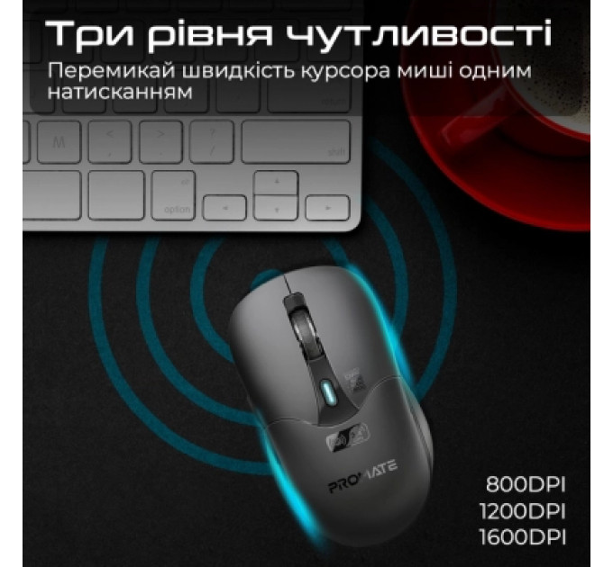Мишка Promate Samo Wireless/Bluetooth Black (samo.black)