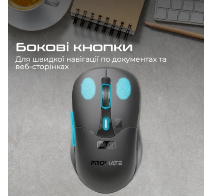 Мишка Promate Samo Wireless/Bluetooth Black (samo.black)
