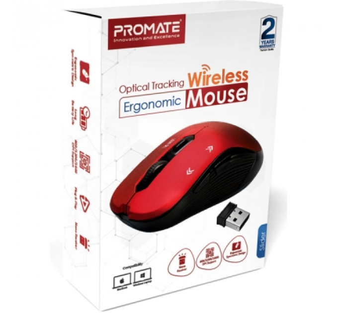 Мишка Promate Slider Wireless Red (slider.red)