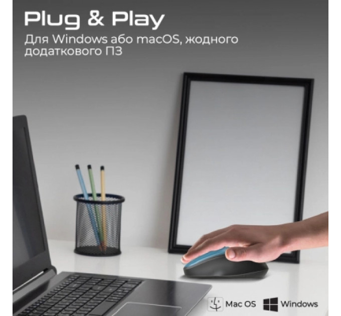 Мишка Promate UniGlide Wireless Blue (uniglide.blue)