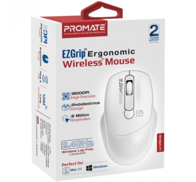 Мишка Promate UniGlide Wireless White (uniglide.white)