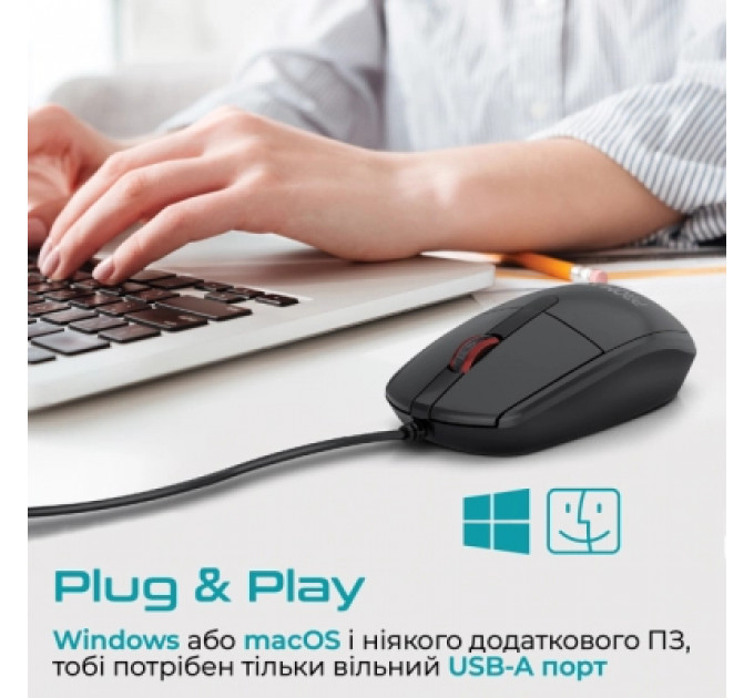 Мишка Promate CM-1200 USB Black (cm-1200.black)