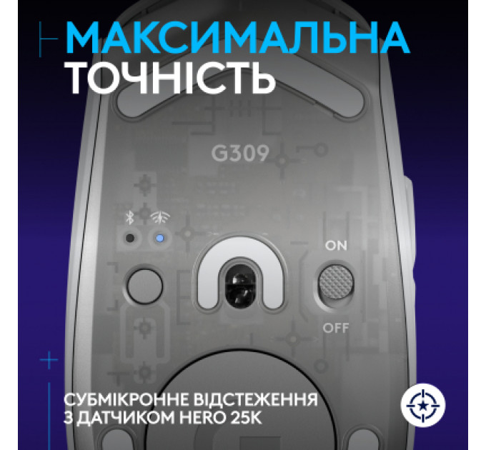 Мишка Logitech G309 Lightspeed Wireless/Bluetooth White (910-007207)