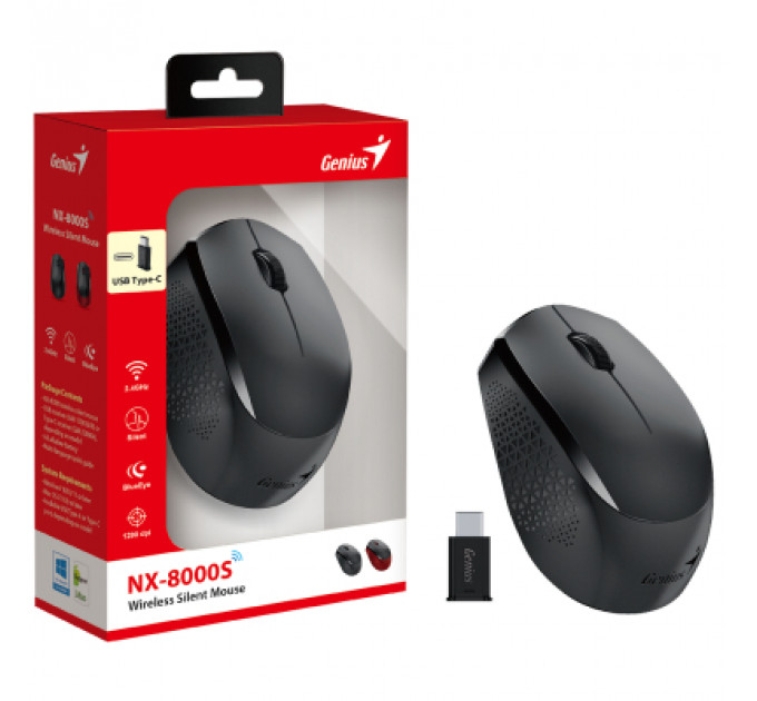 Мишка Genius NX-8000 Silent Wireless Black (31030035400)