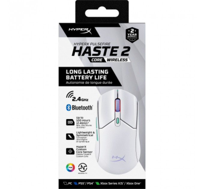Мишка HyperX Pulsefire Haste 2 Core Wireless White (8R2E7AA)