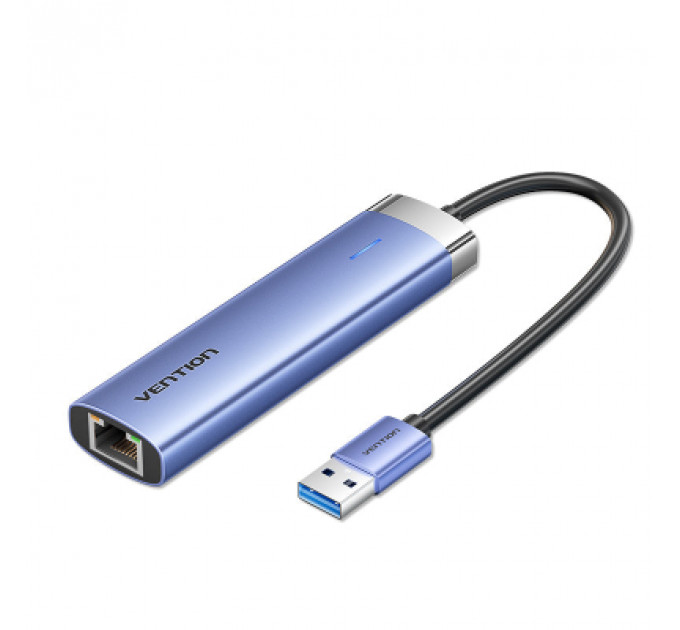 Концентратор Vention USB 3.0 to USB 3.0x3/RJ45/Type-C Hub Blue Aluminum Alloy 5-in-1 (TGFSB)
