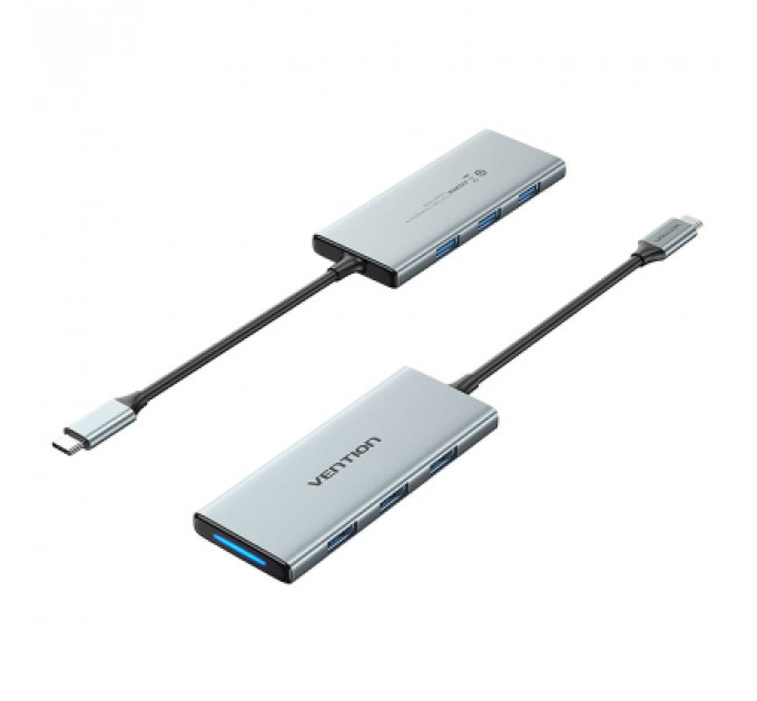 Концентратор Vention USB 3.1 Type-C to HDMI/USB 3.0x3/SD/TF/PD 100W 7-in-1 (TOPHB)