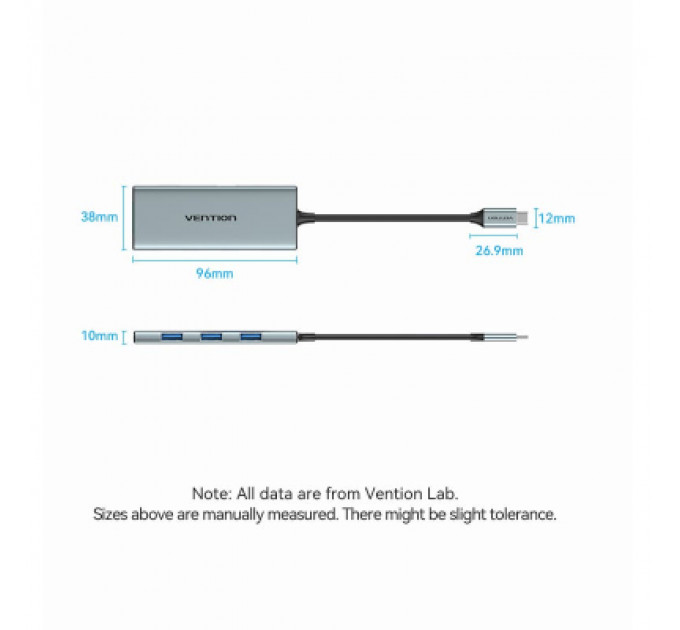 Концентратор Vention USB 3.1 Type-C to HDMI/USB 3.0x3/SD/TF/PD 100W 7-in-1 (TOPHB)