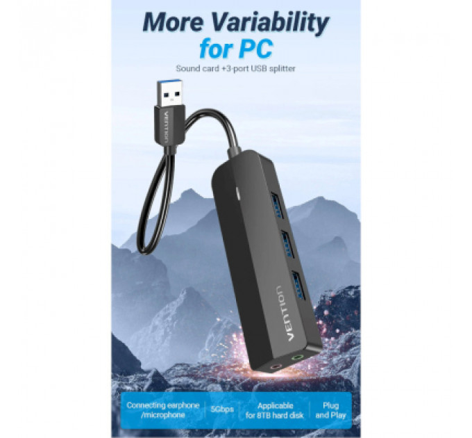 Концентратор Vention USB 3.0 to 3хUSB 3.0/2хTRS Audio/USB Micro 1.0m (CHIBF)