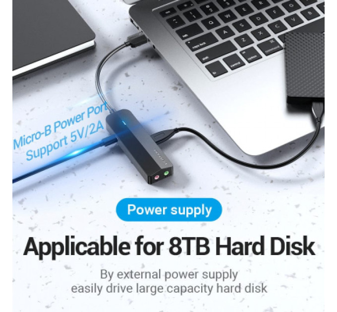 Концентратор Vention USB 3.0 to 3хUSB 3.0/2хTRS Audio/USB Micro 1.0m (CHIBF)
