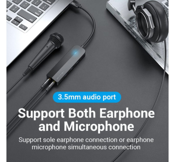 Концентратор Vention USB 3.0 to 3хUSB 3.0/2хTRS Audio/USB Micro 1.0m (CHIBF)