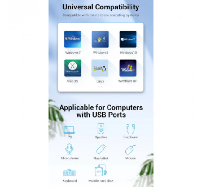 Концентратор Vention USB 3.0 to 3хUSB 3.0/2хTRS Audio/USB Micro 1.0m (CHIBF)