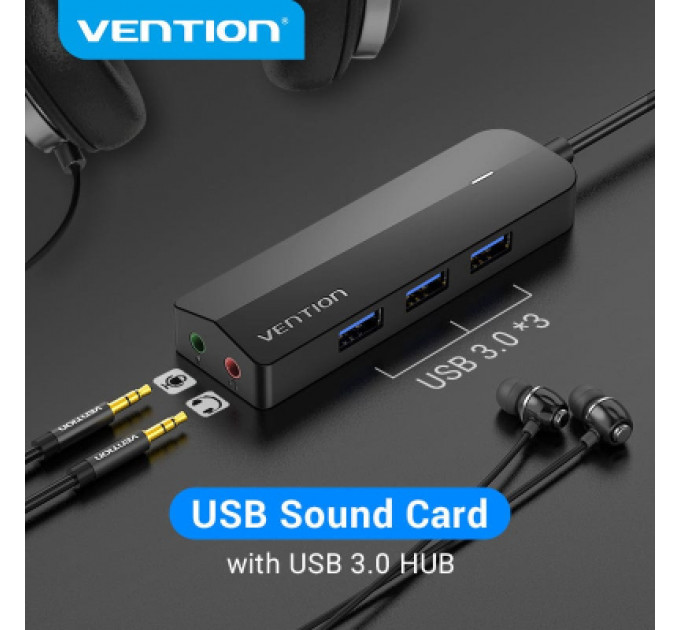 Концентратор Vention USB 3.0 to 3хUSB 3.0/2хTRS Audio/USB Micro 1.0m (CHIBF)