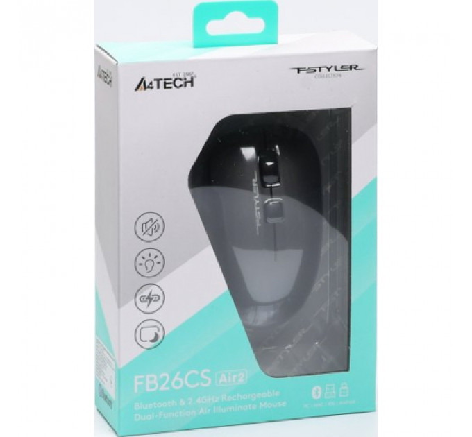 Мишка A4Tech FB26CS Air2 Wireless/Bluetooth Smoky Grey (4711421999090)