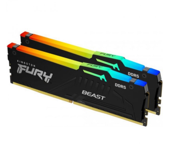 Kingston Fury (ex.HyperX) Модуль пам'яті для комп'ютера DDR5 32GB (2x16GB) 5200 MHz Beast RGB XMP Kingston Fury (ex.HyperX) (KF552C40BBAK2-32)