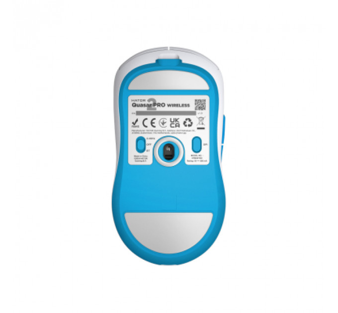 Мишка Hator Quasar 2 Pro Wireless/Bluetooth/USB White/Cyan (HTM561WC)