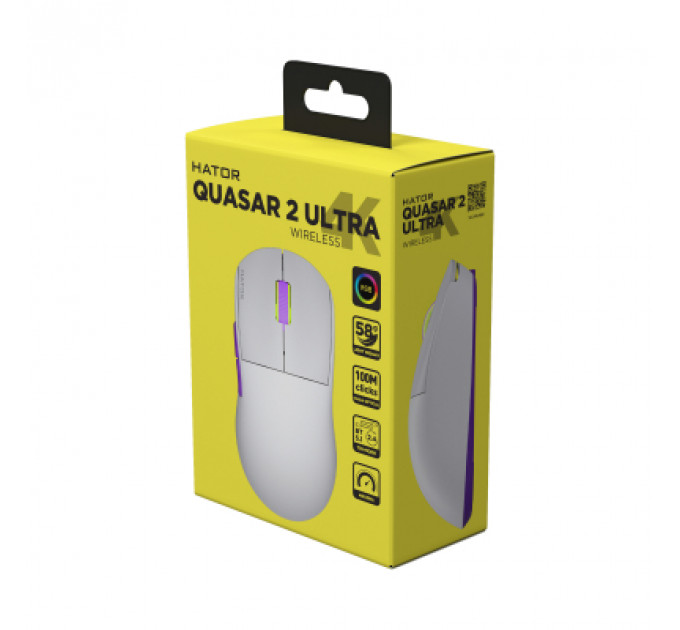 Мишка Hator Quasar 2 Ultra 4K Wireless/Bluetooth/USB White/Lilac (HTM571WL)