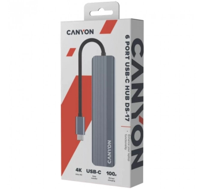 Порт-реплікатор Canyon Docking Station DS-17 6 in 1 4k USB-C hub (CNS-TDS17)