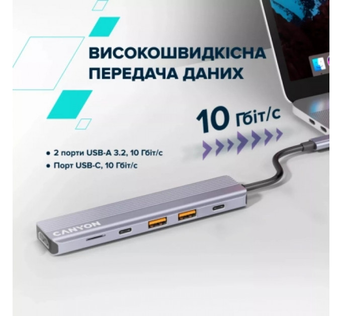 Порт-реплікатор Canyon Docking Station DS-17 6 in 1 4k USB-C hub (CNS-TDS17)