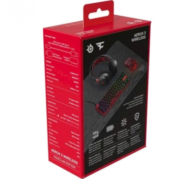 Мишка SteelSeries Aerox 3 Bluetooth RGB Faze Clan Edition Red (62609)