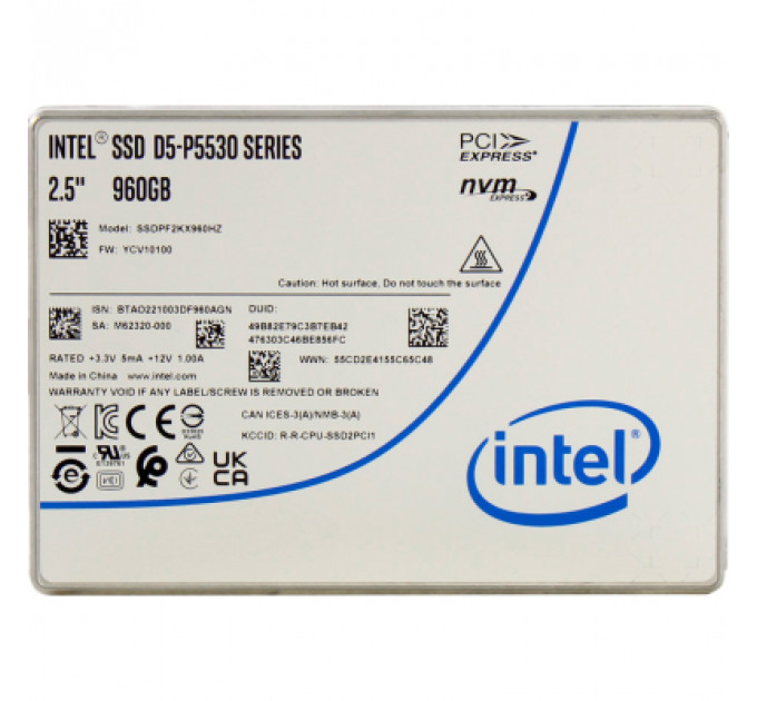 Накопичувач SSD U.2 2.5" 960GB D5-P5530 15mm INTEL (SSDPF2KX960HZN1)