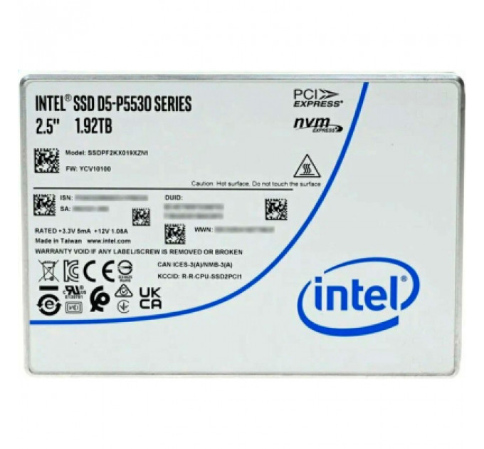 Накопичувач SSD U.2 2.5" 1.92TB D5-P5530 15mm INTEL (SSDPF2KX019XZN1)