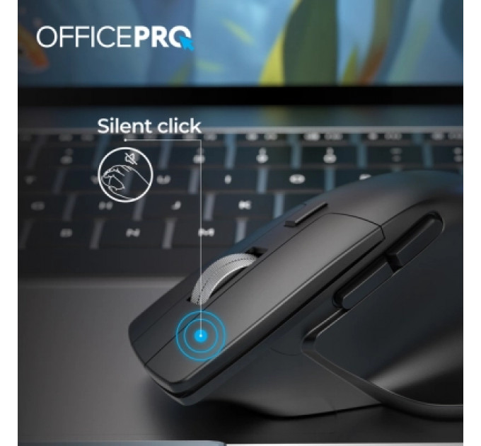 Мишка OfficePro M395B Silent Click Ergonomic Wireless Black (M395B)