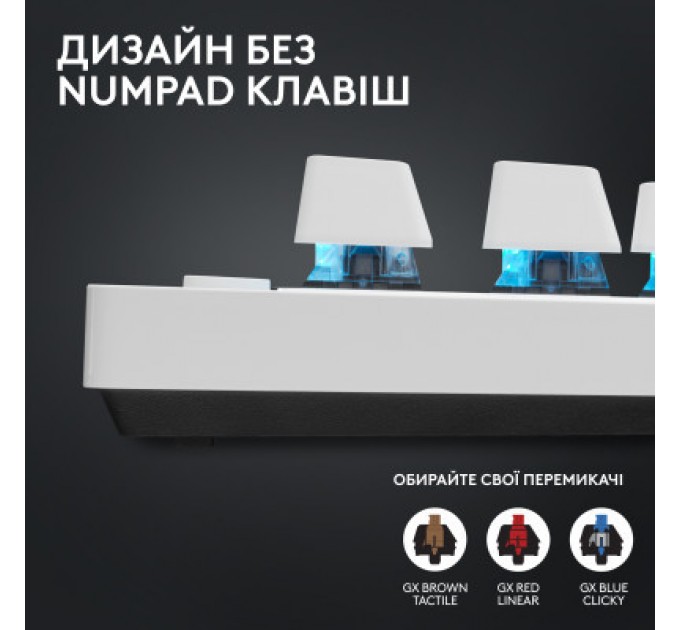 Клавіатура Logitech G PRO X TKL Lightspeed Tactile USB UA White (920-012148)