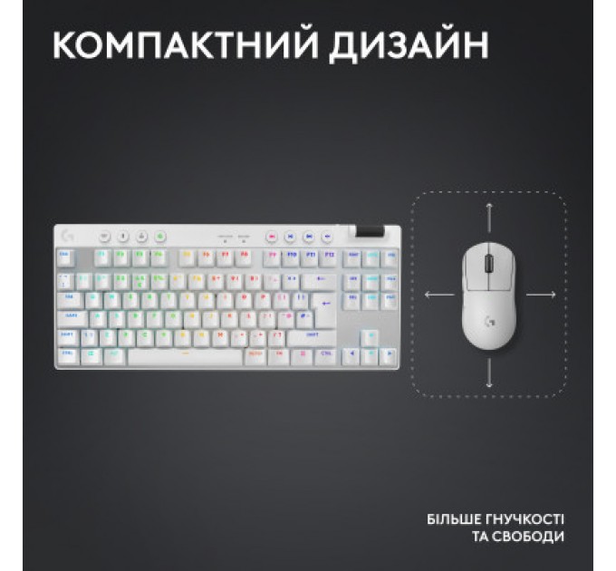 Клавіатура Logitech G PRO X TKL Lightspeed Tactile USB UA White (920-012148)